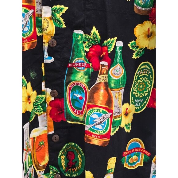 Vtg Hilo Hattie The Hawaiian Original Shirt Beer Bottles Mens Sz L Tiki Party - Picture 3 of 8